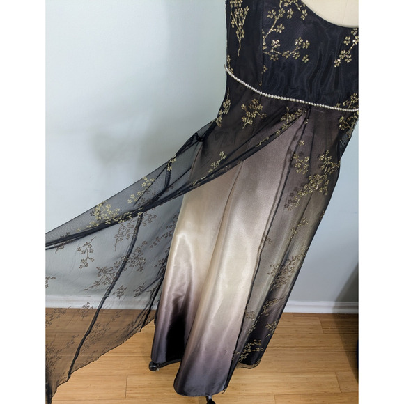 Nites Prom Dress Maxi Gown 10 Black Brown Fairy Goth Whimsigoth Vintage 90s Y2K - Picture 7 of 14